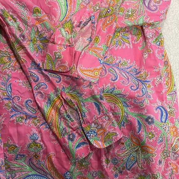 Ralph Lauren Size S/P Button Up Paisley Print Pink Collar Shirt Blouse - Picture 7 of 7